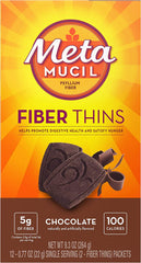 Metamucil Fiber Thins, Psyllium Husk Fiber Supplement, Chocolate Flavored, 12 Servings