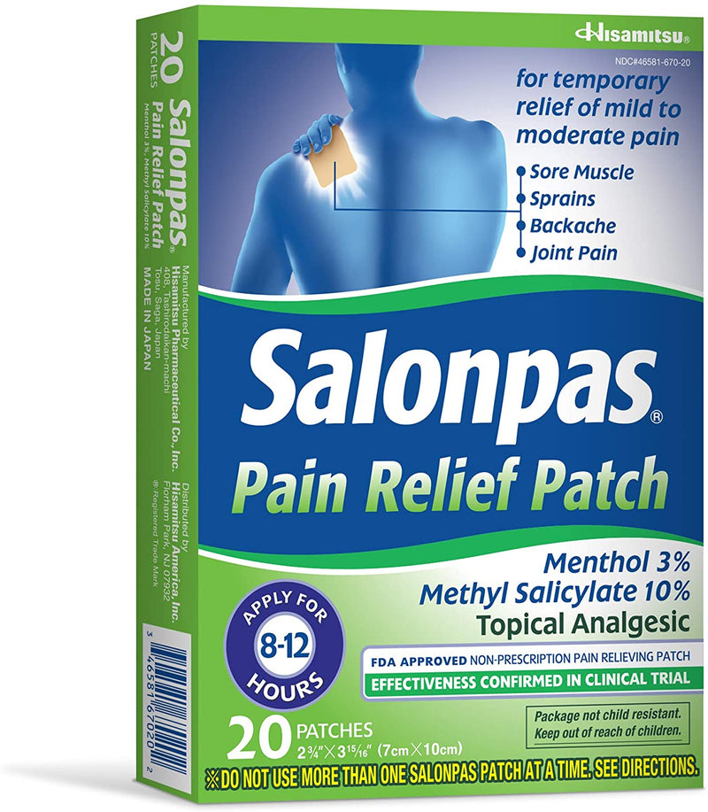 Salonpas Pain Relieving Menthol and Methyl Salicylate Patch, 20 Count