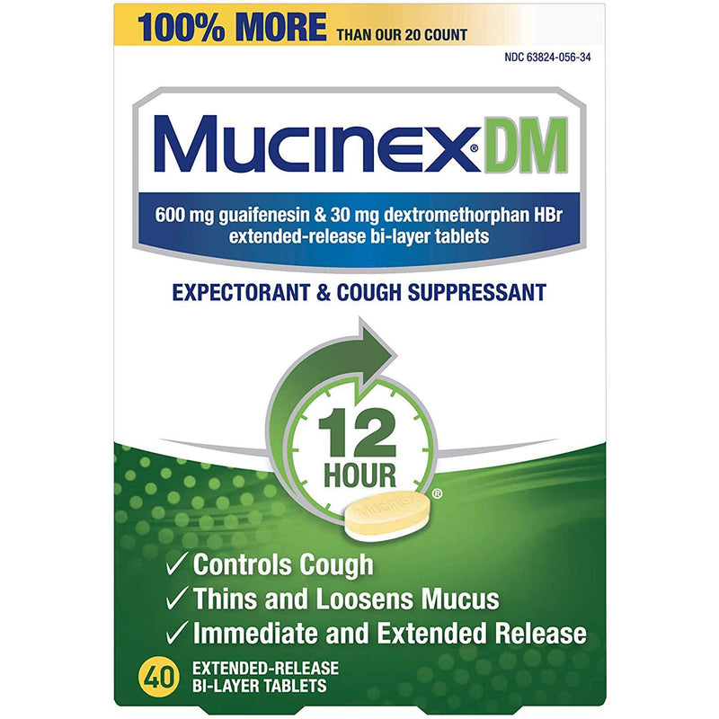 Mucinex DM 12-Hour Expectorant and Cough Suppressant, 40 Tablets