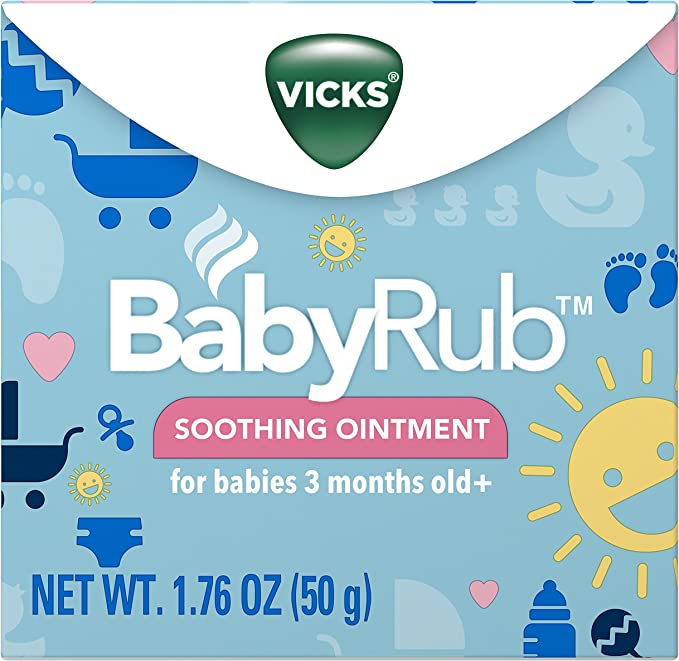 Vicks BabyRub, Non-Medicated Soothing Chest Rub Ointment with Eucalyptus, Rosemary, and Lavender to Soothe, Calm, and Relax Baby, for Babies Ages 3 Months, 1.76 OZ