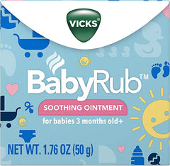 Vicks BabyRub, Non-Medicated Soothing Chest Rub Ointment with Eucalyptus, Rosemary, and Lavender to Soothe, Calm, and Relax Baby, for Babies Ages 3 Months, 1.76 OZ