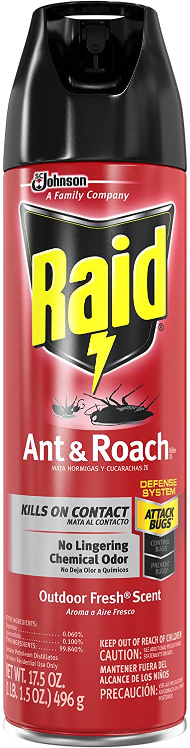 Raid Ant and Roach Kills on Contact No Lingering Chemical Odor Outdoor Fresh Scent 12 Oz