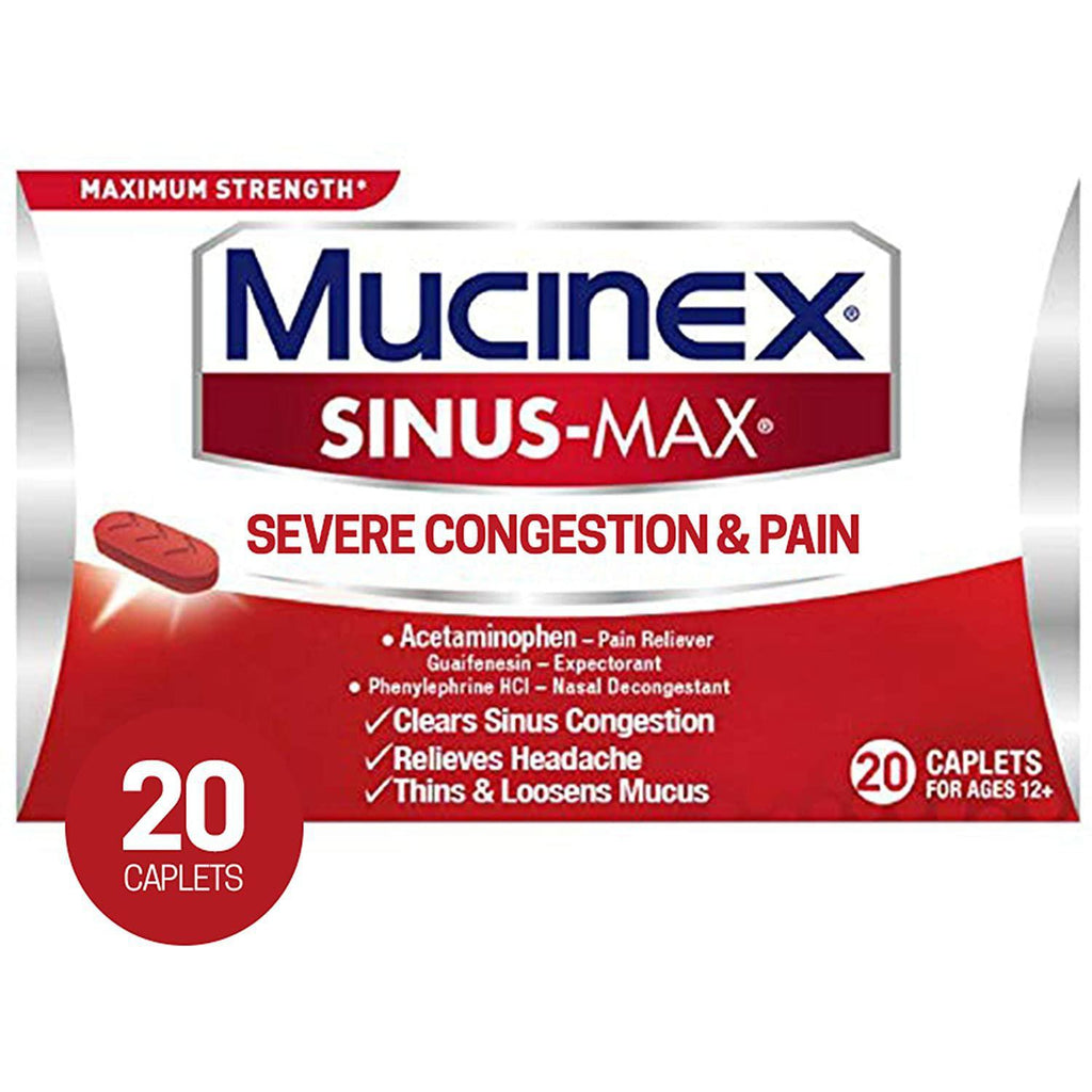 Mucinex Sinus-Max Severe Congestion & Pain Relief Maximum Strength, 20 Caplets