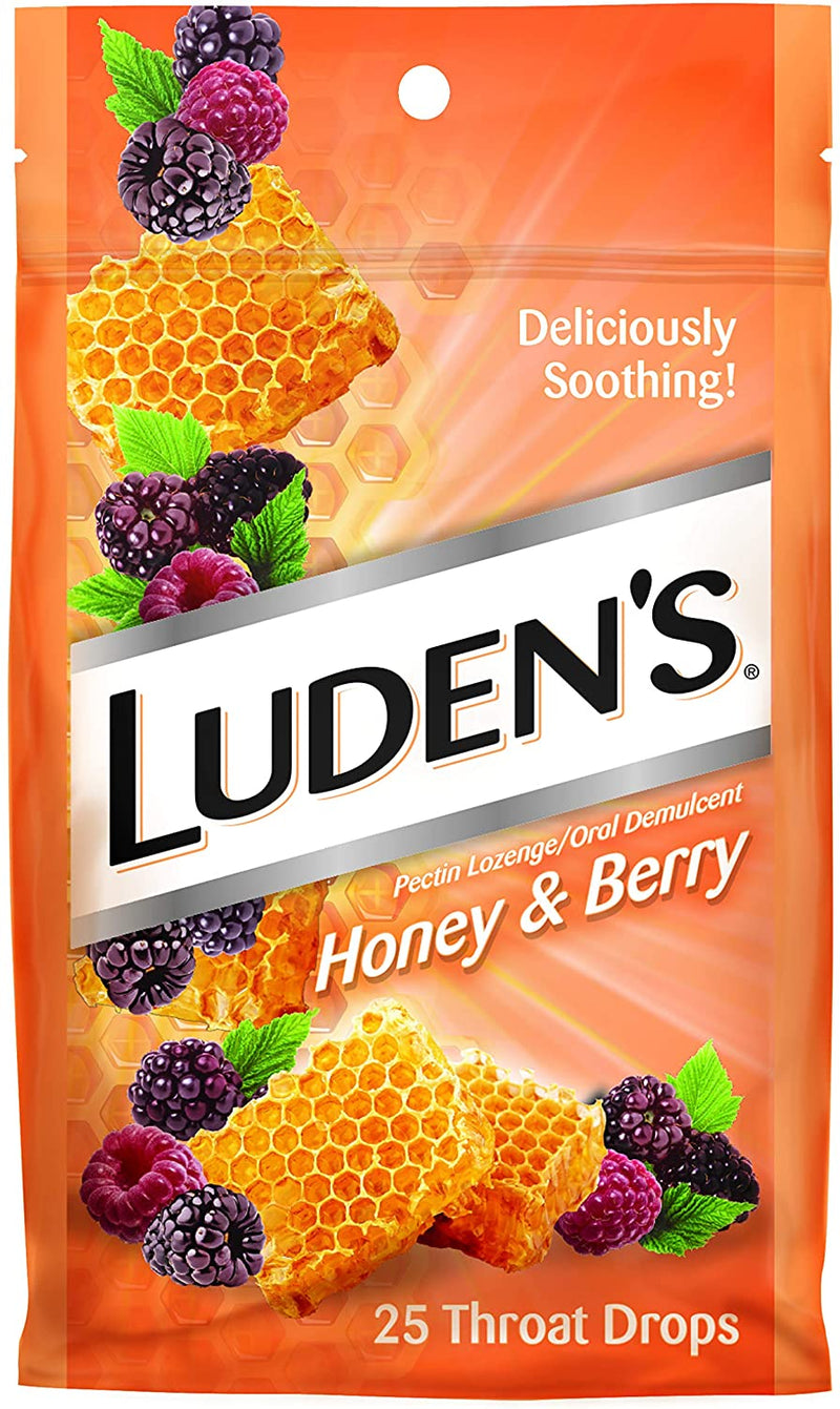 Luden's Honey & Berry Flavor Pectin Lozenge Throat Drops, 25 ct, Pack of 6*