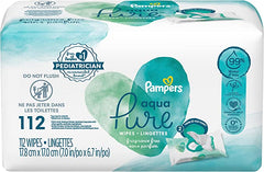 Pampers Aqua Pure, Sensitive Water Baby Diaper Wipes, 112 Total Wipes