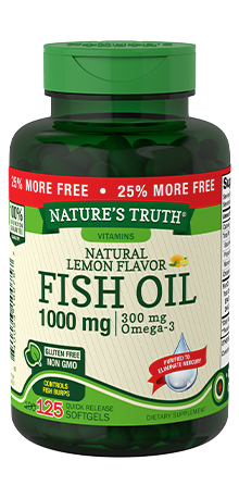 Nature's Truth Natural Lemon Flavor Fish Oil Quick Release Softgels, 1000mg, 125 Count
