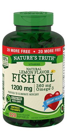 Nature's Truth Natural Lemon Flavor Fish Oil Quick Release Softgels, 1200mg, 120 Count*