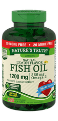 Nature's Truth Natural Lemon Flavor Fish Oil Quick Release Softgels, 1200mg, 120 Count*