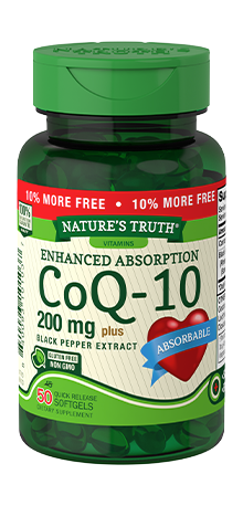Nature's Truth CoQ-10 Plus Black Pepper Extract Quick Release Softgels, 200mg, 50 Count
