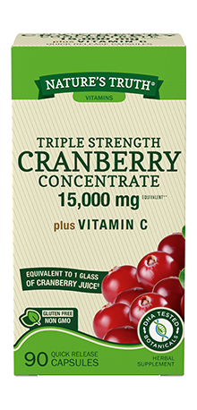 Nature's Truth Triple Strength Cranberry Concentrate Plus Vitamin C Quick Release Capsules, 15,000mg, 90 Count