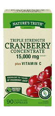 Nature's Truth Triple Strength Cranberry Concentrate Plus Vitamin C Quick Release Capsules, 15,000mg, 90 Count