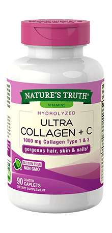 Nature's Truth Hydrolyzed Collagen Type 1 & 3 Plus Vitamin C Coated Caplets, 1000mg, 90 Count