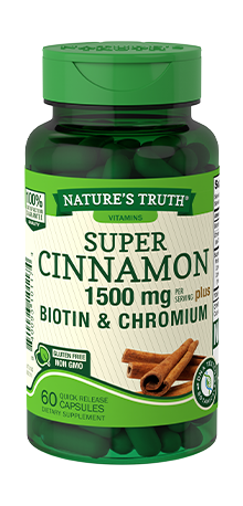 Nature's Truth Super Cinnamon Plus Biotin and Chromium Quick Release Capsules, 60 Count*