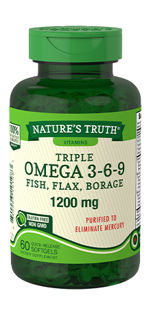 Nature's Truth Triple Omega 3-6-9 Fish, Flax, Borage Quick Release Softgels, 60 Count*
