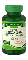 Nature's Truth Triple Omega 3-6-9 Fish, Flax, Borage Quick Release Softgels, 60 Count*
