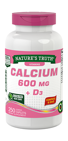 Nature's Truth Calcium Plus Vitamin D Coated Caplets, 250 Count