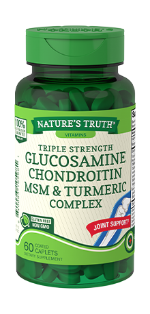 Nature's Truth Triple Strength Glucosamine Chondroitin, MSM, & Turmeric Complex Coated Caplets, 60 Count
