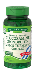 Nature's Truth Triple Strength Glucosamine Chondroitin, MSM, & Turmeric Complex Coated Caplets, 60 Count