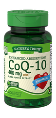 Nature's Truth Enhanced Absorption CoQ-10 Plus Black Pepper Extract Quick Release Softgels, 400mg, 40 Count