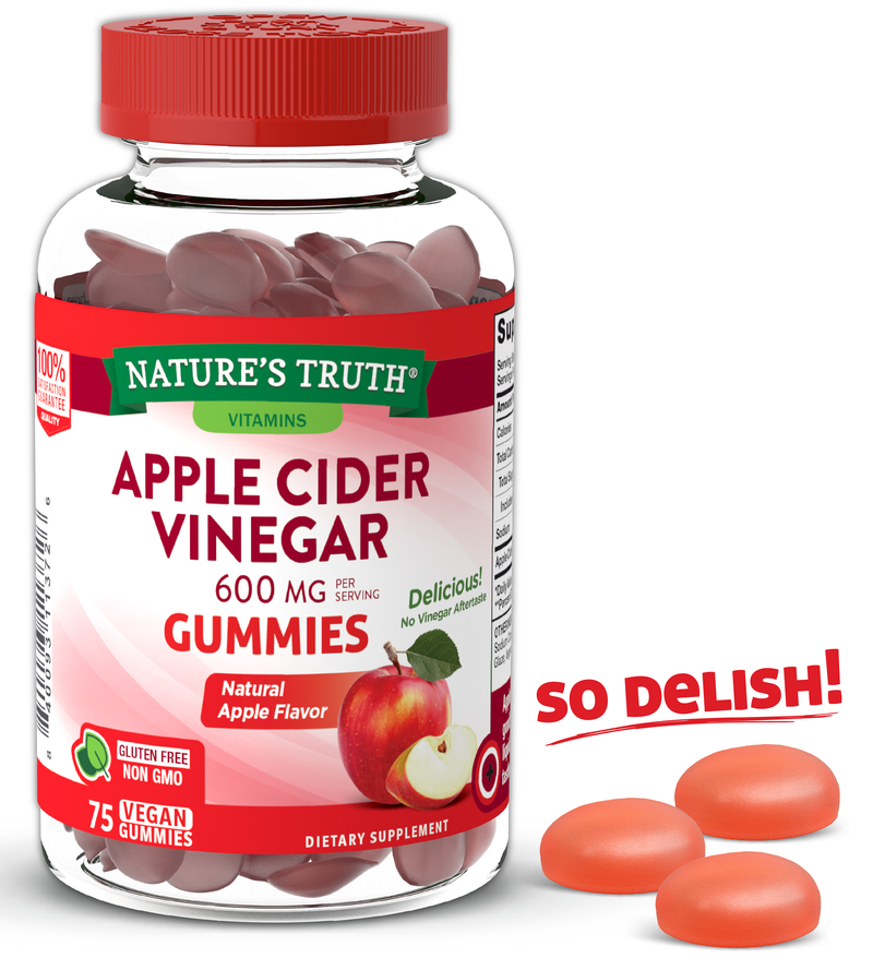 Nature's Truth Apple Cider Vinegar Vegan Gummies, 600mg, 75 Count
