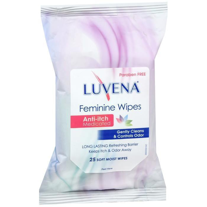 Luvena Anti-Itch Medicated Feminine Wipes, Resealable Pack - 25 Ea