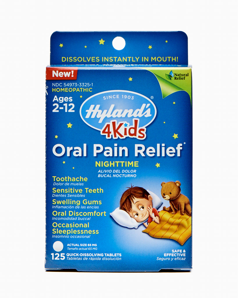 Hyland's 4 Kids Oral Pain Relief Nighttime Toothache - 125 Quick Dissolve Tablets - Homeopathic