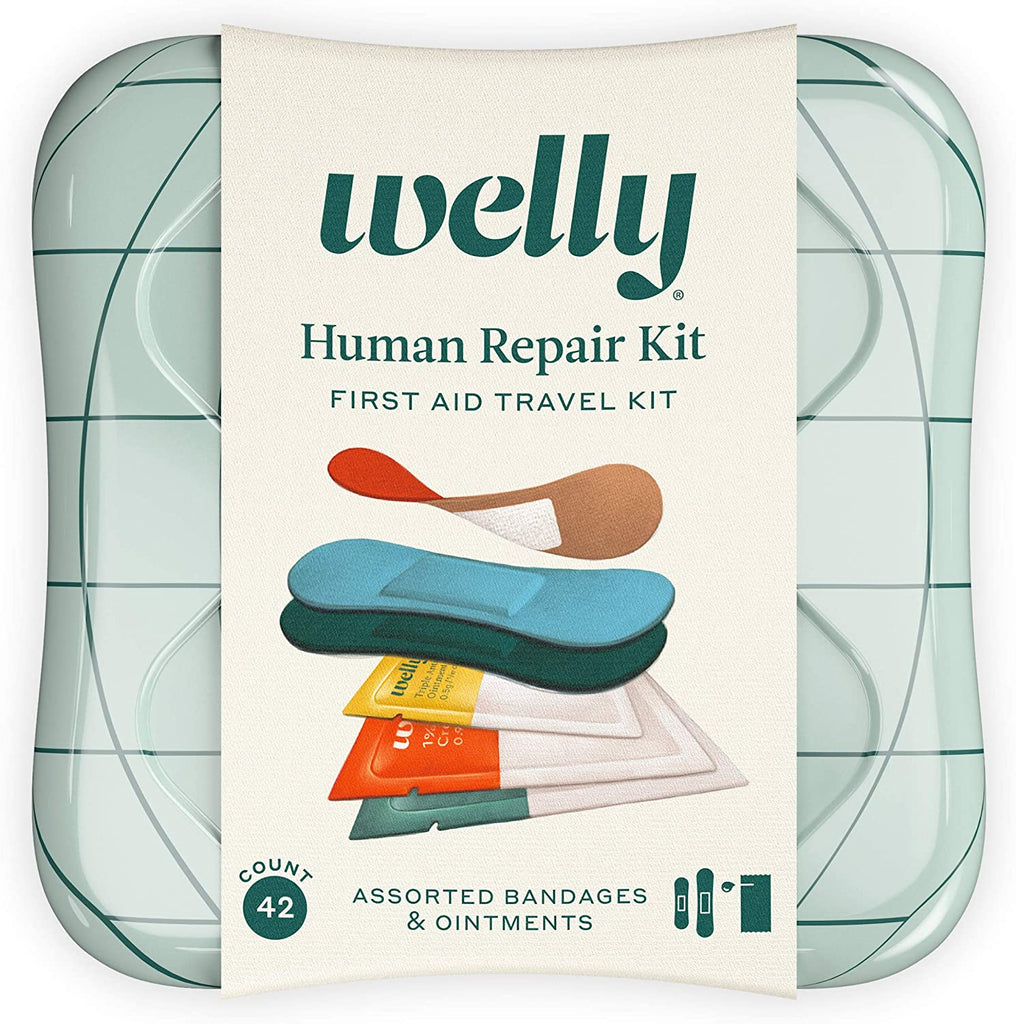 Welly Human Repair Kit - First Aid Travel Kit - Assorted Bandages & Ointments w Tin