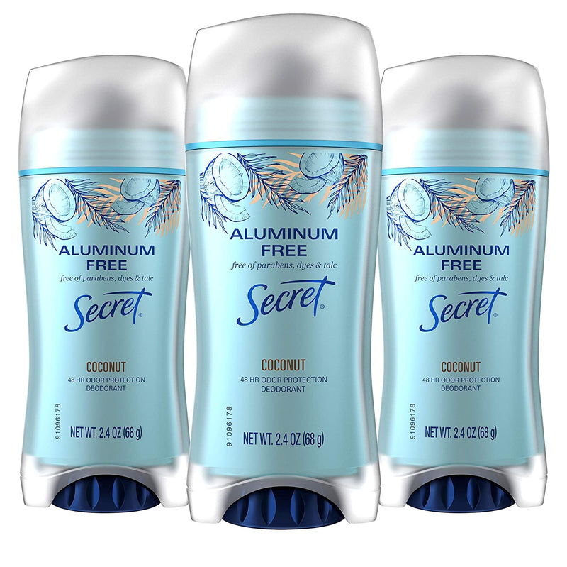 Secret Aluminum Free Deodorant for Women, Coconut Scent - Pack of 3