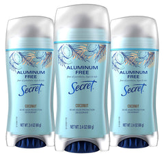 Secret Aluminum Free Deodorant for Women, Coconut Scent - Pack of 3