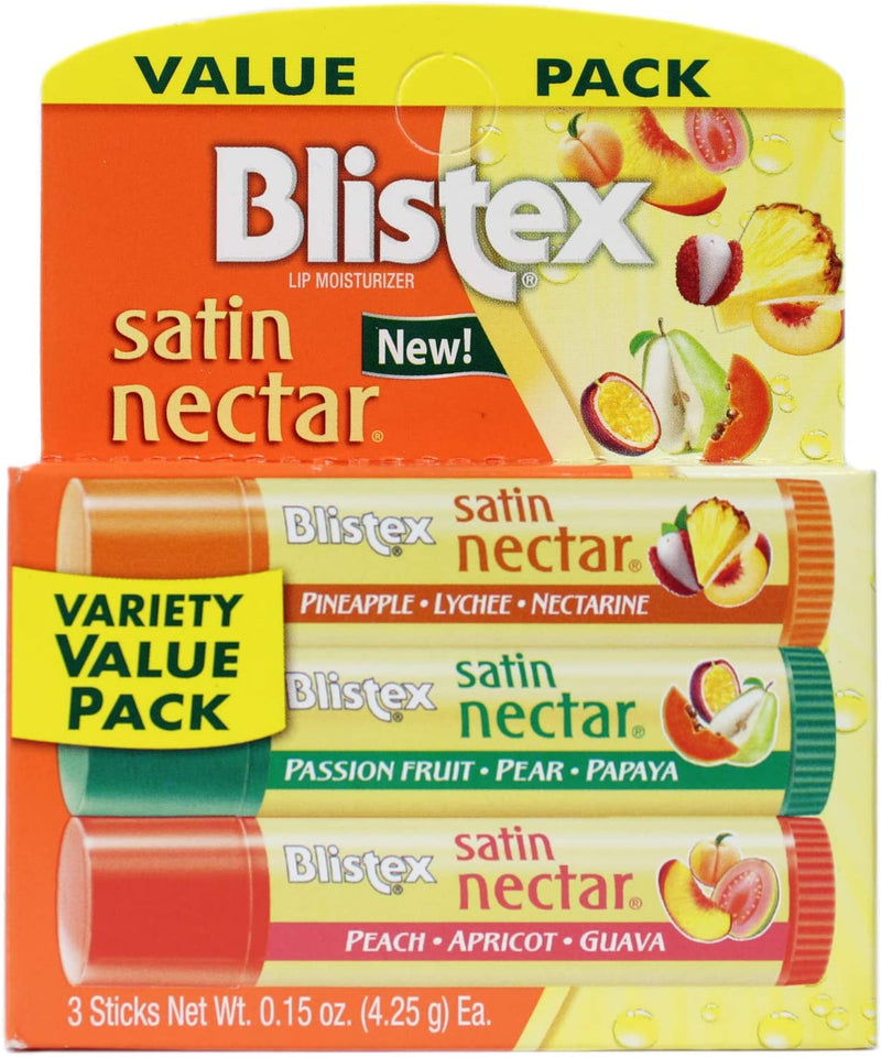 Blistex Satin Nectar 3 Count Value Pack - 3 Sticks 0.15 oz each (EB) pack of 6