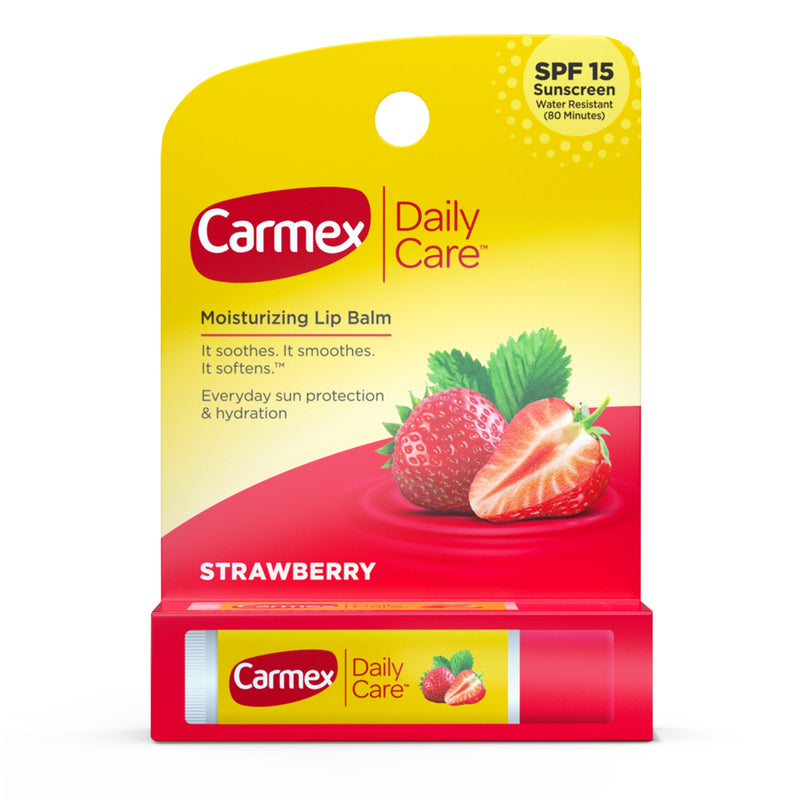 Carmex Daily Care Moisturizing Lip Balm, Strawberry Flavor 0.15 oz, Pack of 4*