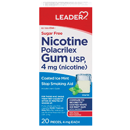 Leader Nicotine Gum 4 Mg Mint, Sugar Free 20 Ct