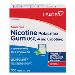 Leader Nicotine Gum 4 Mg Mint, Sugar Free 100 Ct