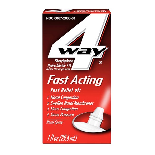 4Way Fast Acting Phenylephrine Hydrochloride 1% Nasal Decongestant Spray - 1 fl oz (4 pack)