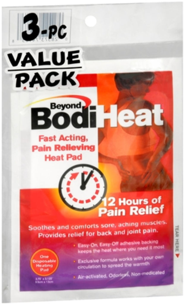 Okamoto Beyond Bodiheat Disposable Heat Pads, 12 Hours of Pain Relief - 3 Heat Packs  Fast acting, multi purpose heat pads for muscle and joint pain. 12 hours of Warming relief.
