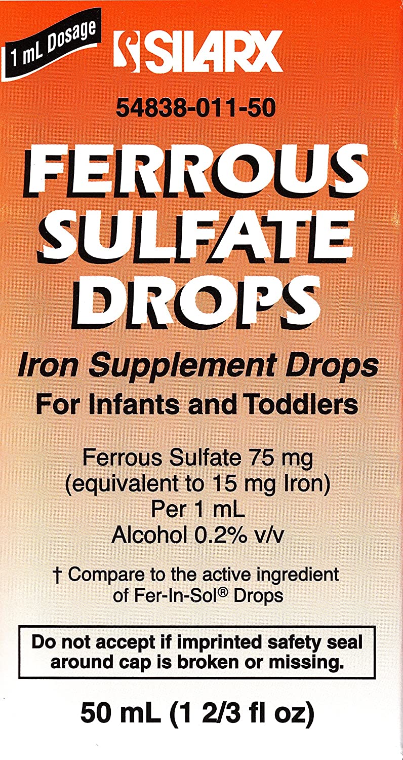 SILARX Ferrous Sulfate Drops Iron Supplement for Infants & Toddlers