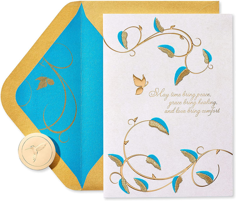 PAPYRUS Sympathy - teal flock and gold embroidery