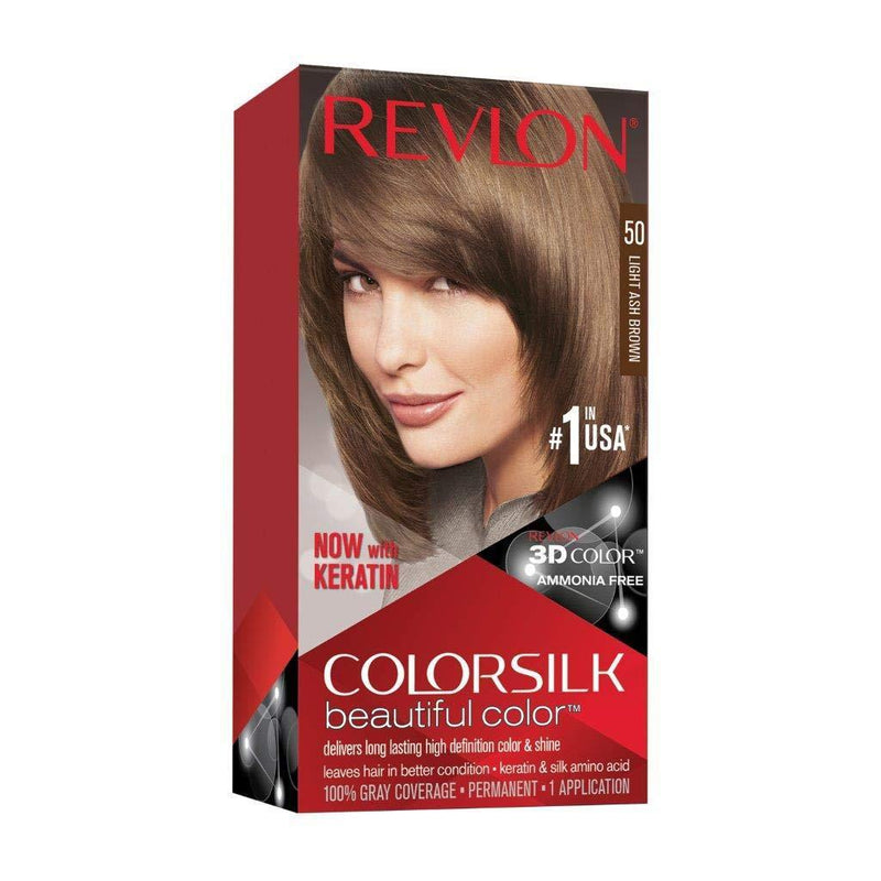Revlon ColorSilk Hair Color, 50 Light Ash Brown, 1 COUNT ABC#10036401