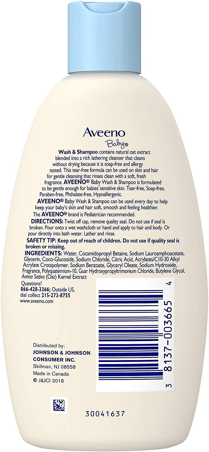 Aveeno Baby Wash & Shampoo for Hair & Body, Tear-Free, Fresh, 8 Oz