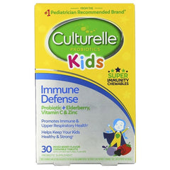 Culturelle Kids Immune Defense Probiotic + Elderberry, Vitamin C and Zinc Chewable Tablets, Mixed Berry Flavor - 30ct*