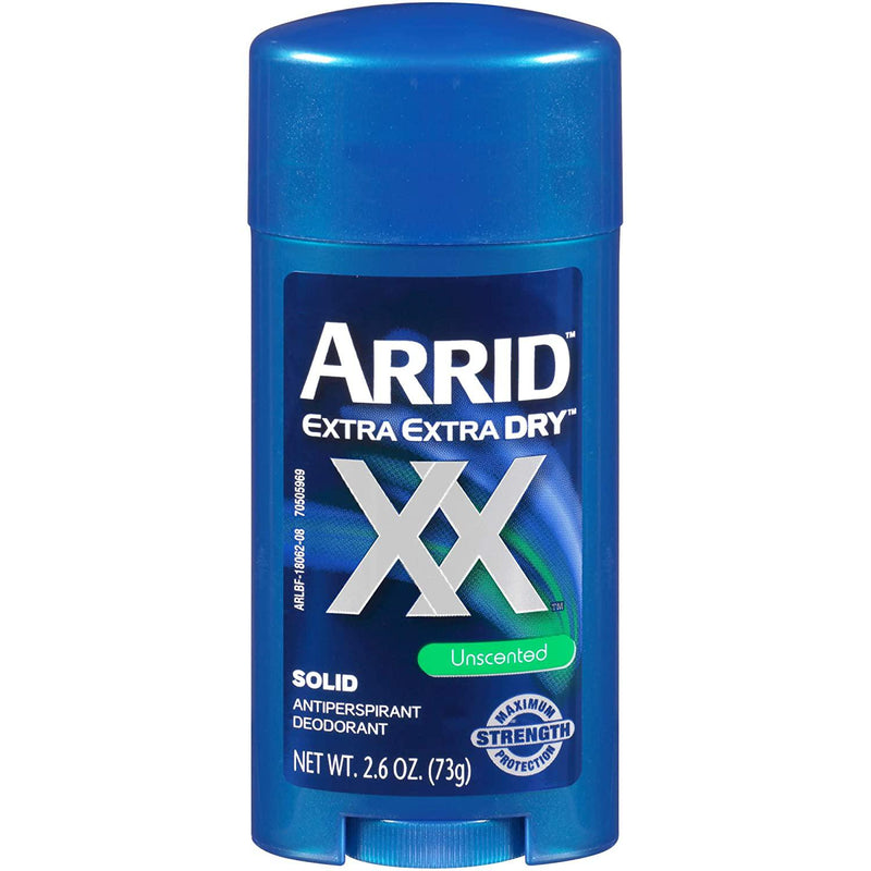 Arrid XX Extra Extra Dry Solid Antiperspirant Deodorant, Unscented, Blue , 2.6 Oz