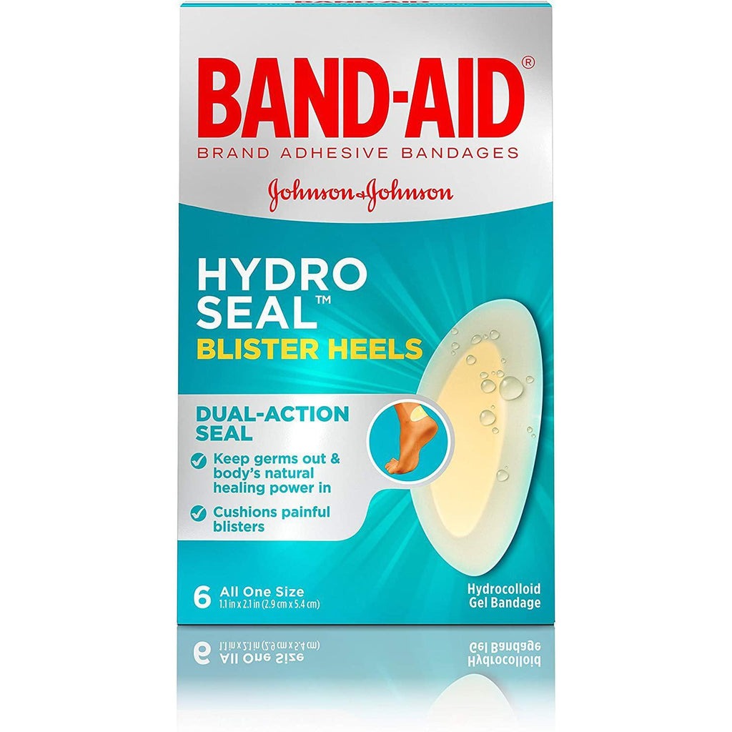 Band-Aid Brand Hydro Seal Adhesive Bandages for Heel Blisters, Waterproof Blister Pads, 1.1" x 2.1", 6 Count
