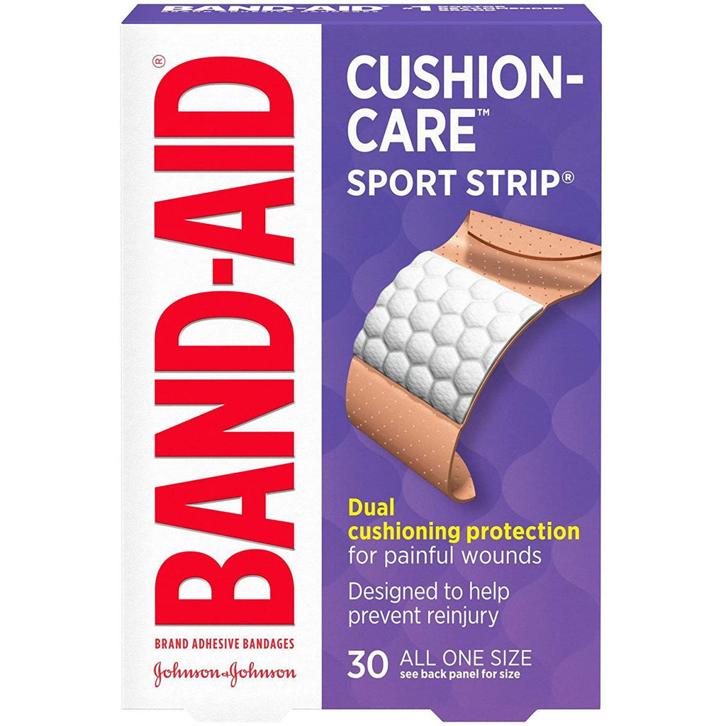 Band-Aid Brand Cushion Care Sport Strip Adhesive Bandages, 1" x 3", 30 Count