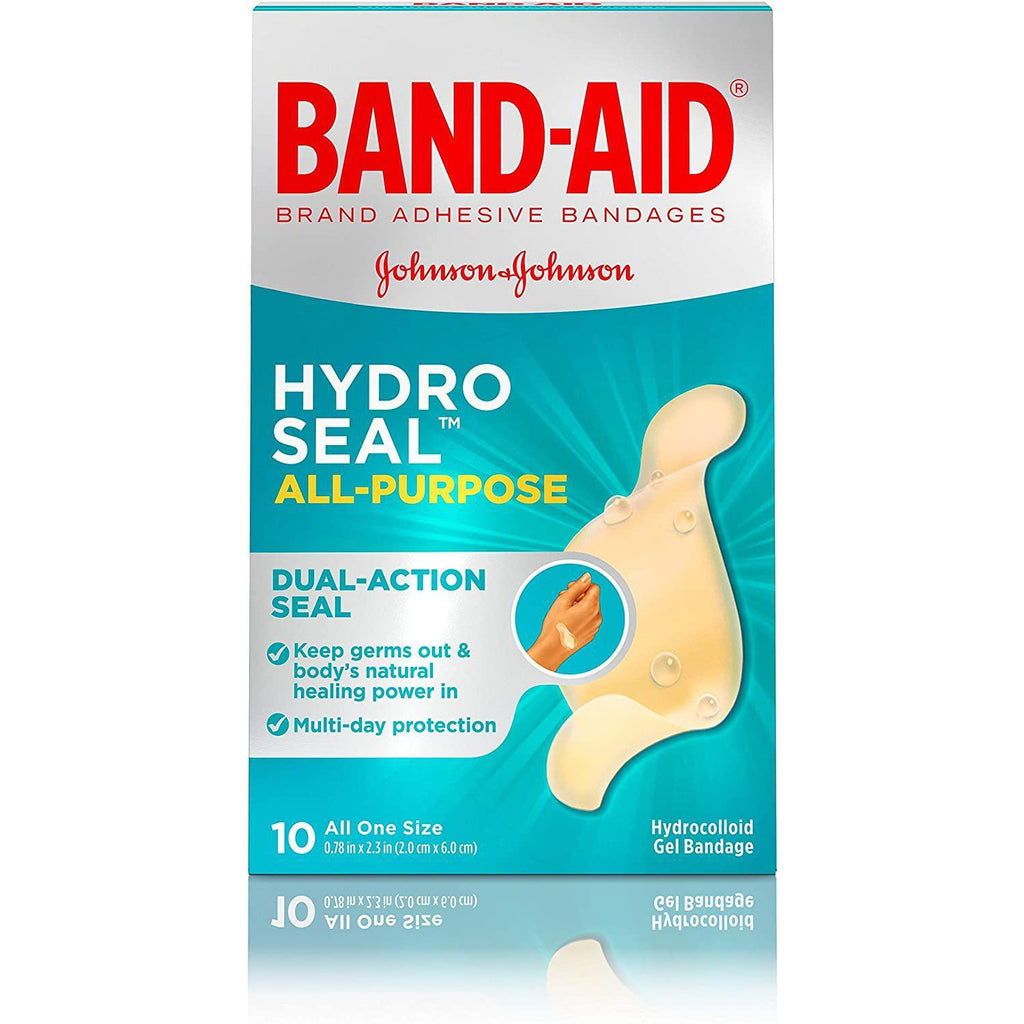 Band-Aid Brand Hydro Seal Waterproof All Purpose Adhesive Bandages, 0.78" x 3.2", 10 Count