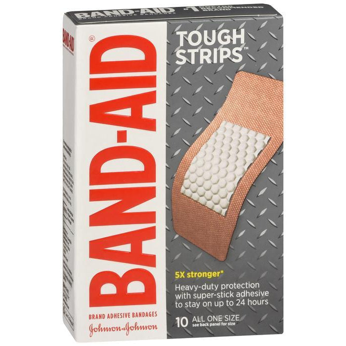 Band-Aid Brand Tough Strips Adhesive Bandages, 1 3/4" x 4", 10 Count