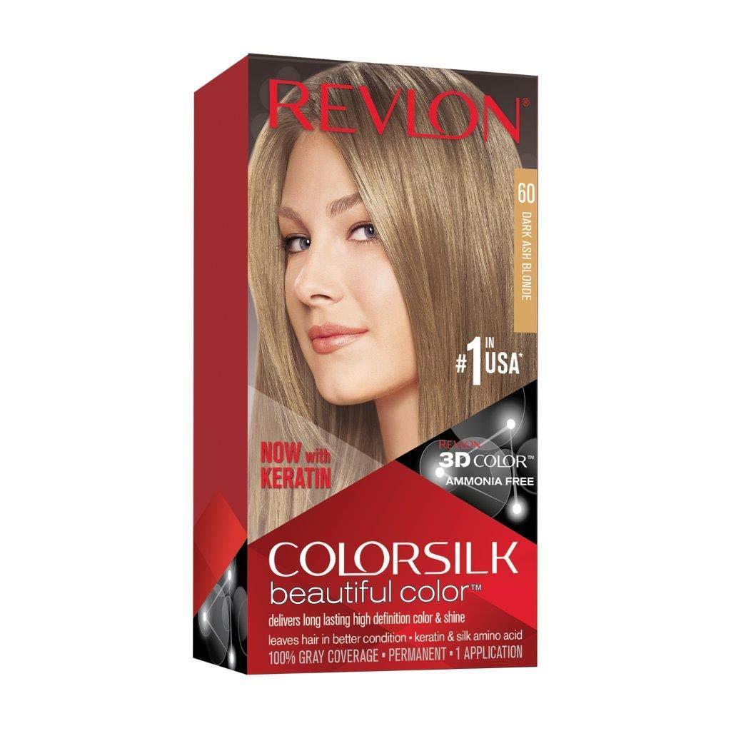 Revlon Color Silk Beautiful Color, Permanent Hair Dye 60 Dark Ash Blonde, 1 COUNT