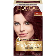 L'Oreal Paris Superior Preference Fade-Defying + Shine Permanent Hair Color, 4R Dark Auburn, 1 COUNT