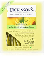 Dickinson's Original Witch Hazel Refreshingly Clean Towelettes 20 Each (Pack of 3)