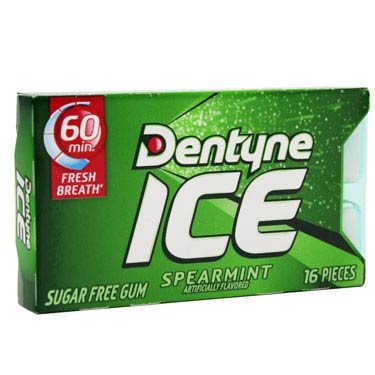 Dentyne Sugar Free Gum, Spearmint, 16 Pieces, 1 Pack