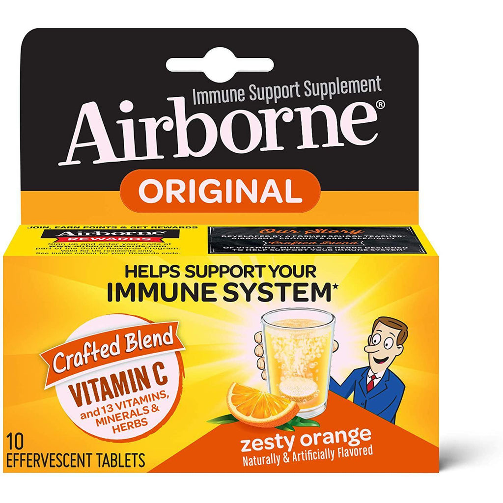 Vitamin C 1000mg - Airborne Zesty Orange Effervescent Tablets (10 count in a box)